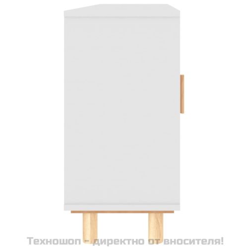 Бюфет, бял, 105x30x60 см, бор масив и естествен ратан