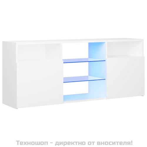 ТВ шкаф с LED осветление, бял, 120x30x50 см