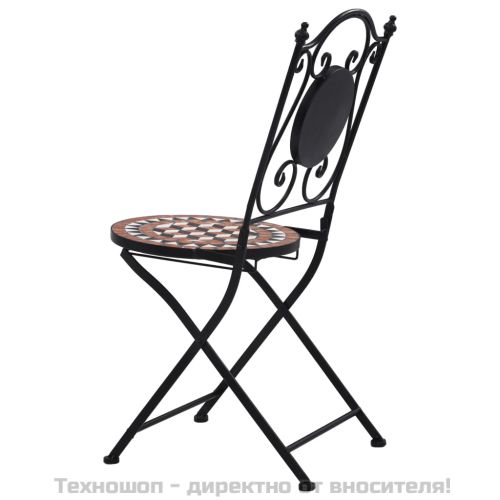 Мозаечни бистро столове, 2 бр, кафяви, керамика