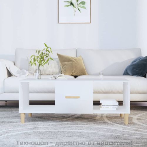 Маса за кафе, бяла, 102x50x40 см, инженерно дърво