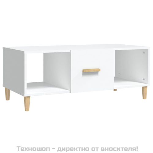 Маса за кафе, бяла, 102x50x40 см, инженерно дърво