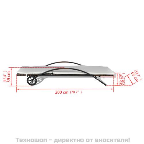 Шезлонги с маса, полиратан, кафяви