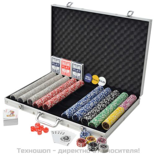 Покер комплект с 1000 лазерни чипа, алуминий
