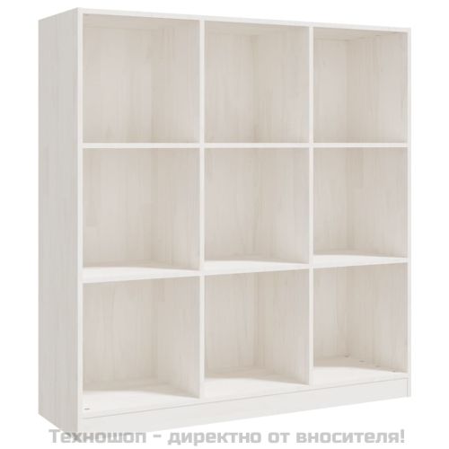 Библиотека/разделител за стая, бяла, 104x33,5x110 см, бор масив
