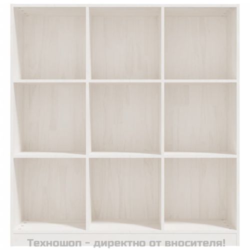 Библиотека/разделител за стая, бяла, 104x33,5x110 см, бор масив