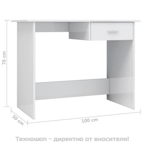 Бюро, бял гланц, 100x50x76 см, ПДЧ