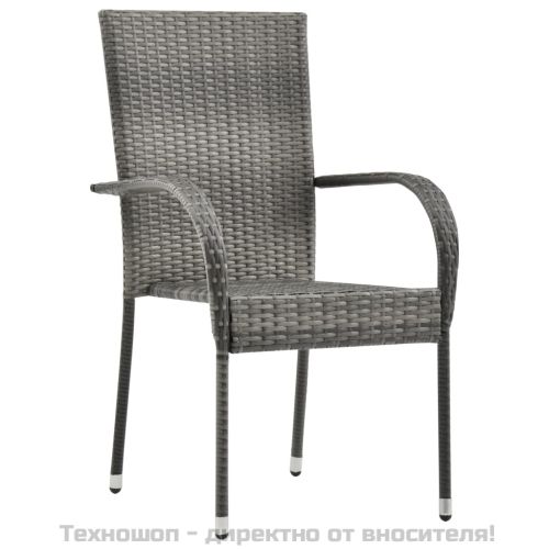 Стифиращи външни столове, 2 бр, сиви, полиратан