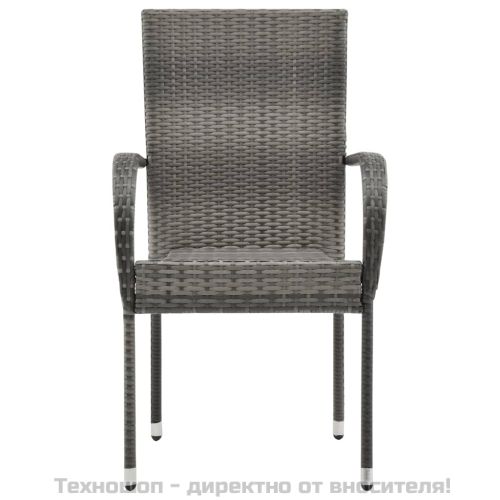 Стифиращи външни столове, 2 бр, сиви, полиратан