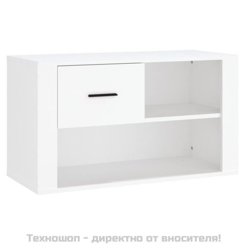 Шкаф за обувки, бял, 80x35x45 см, инженерно дърво