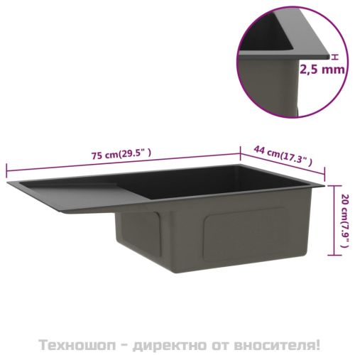 Ръчно изработена кухненска мивка, черна, неръждаема стомана