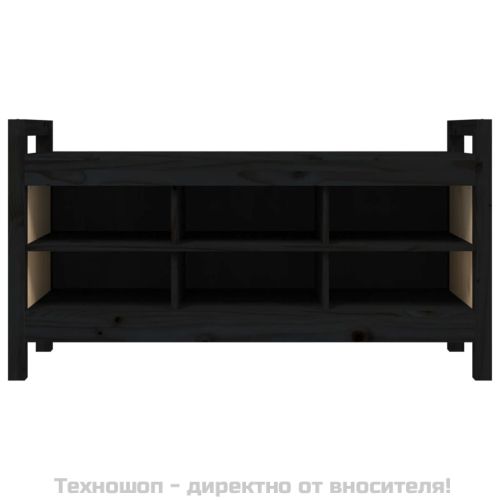 Пейка за антре, черна, 110x40x60 см, борово дърво масив
