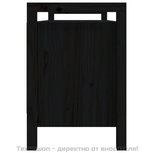 Пейка за антре, черна, 110x40x60 см, борово дърво масив