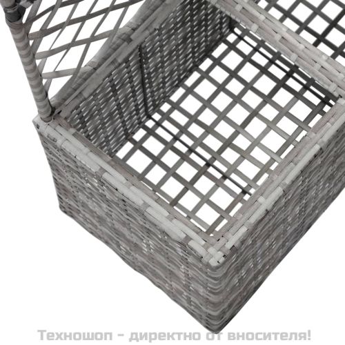 Пергола висока леха с 2 саксии, 58x30x107 см, полиратан, сива