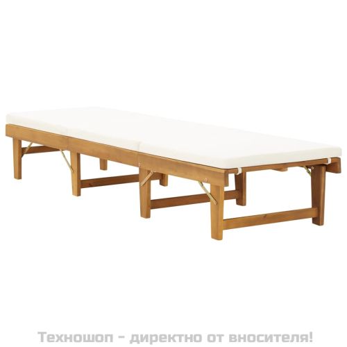 Сгъваем шезлонг с шалте, акациево дърво масив