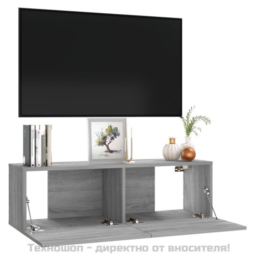 ТB стенен шкаф, сив сонома, 100x30x30 см, инженерно дърво