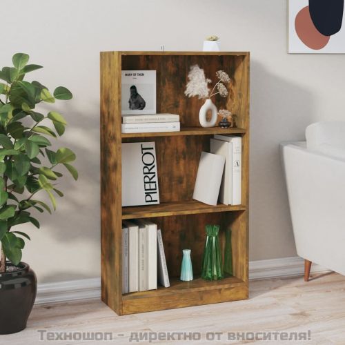 Библиотека, опушен дъб, 60x24x109 см, инженерно дърво