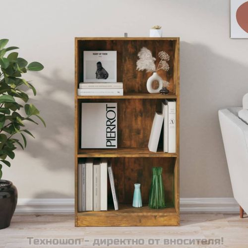 Библиотека, опушен дъб, 60x24x109 см, инженерно дърво