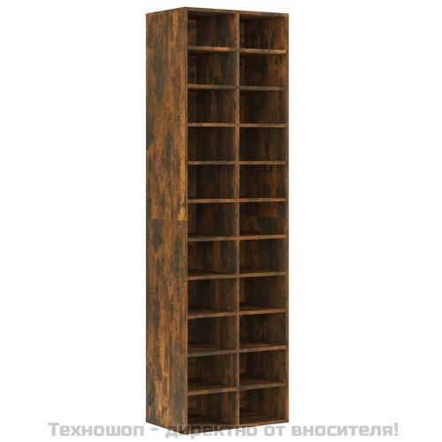 Шкаф за обувки, опушен дъб, 54x34x183 см, инженерно дърво