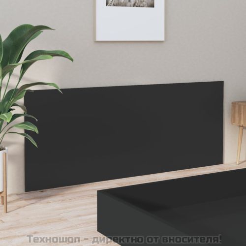 Горна табла за легло, черна, 200x1,5x80 см, инженерна дървесина
