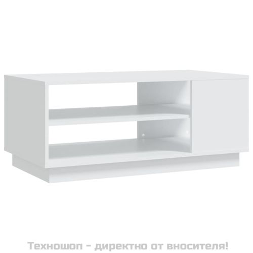 Маса за кафе, бяла, 102x55x43 см, инженерно дърво