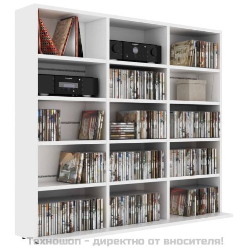 CD шкаф, бял, 100x23x89,5 см, инженерно дърво