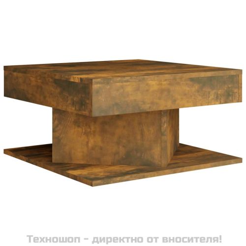 Маса за кафе, опушен дъб, 57x57x30 см, инженерно дърво