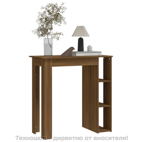 Бар маса с рафт, кафяв дъб, 102x50x103,5 см, инженерно дърво