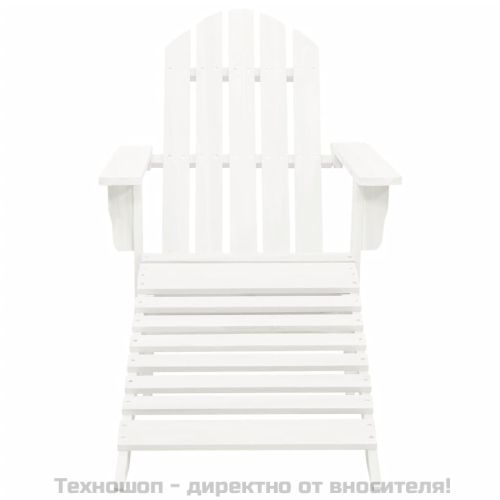 Градински стол с табуретка, дърво, бял