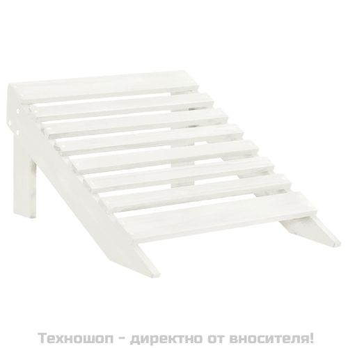 Градински стол с табуретка, дърво, бял