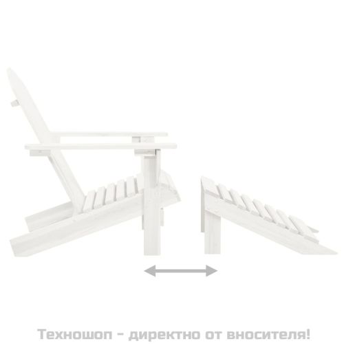 Градински стол с табуретка, дърво, бял