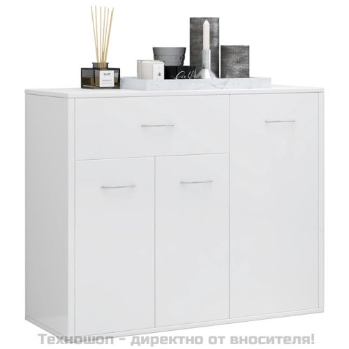 Бюфет, бял гланц, 88x30x70 см, инженерно дърво