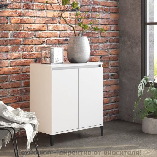 Сайдборд, бял, 60x35x70 см, инженерно дърво