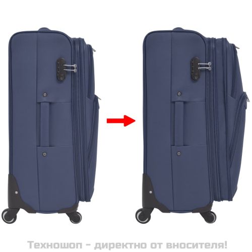 Комплект от 3 броя меки куфари на колелца, тъмносин