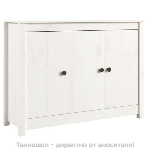 Сайдборд, бял, 100x35x74 см, бор масив