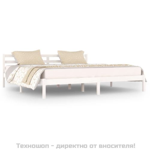 Рамка за легло, бор масив, 200x200 см, бяла