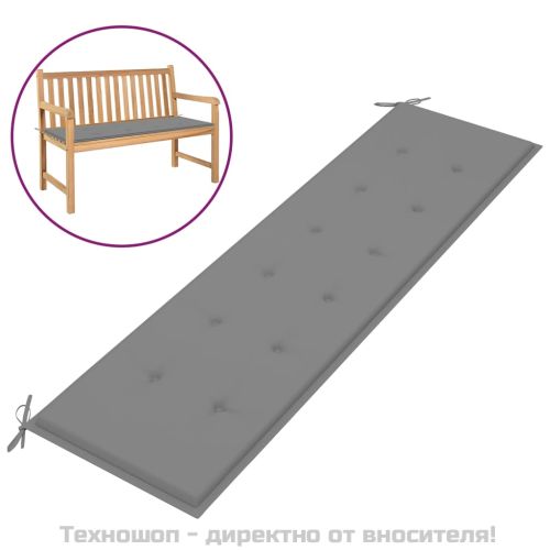 Възглавница за градинска пейка сива 180x50x3 см оксфорд плат