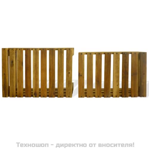 Комплект щайги за ябълки, 2 бр, масивно акациево дърво