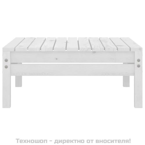 Градински лаундж комплект, 3 части, бор масив, бял
