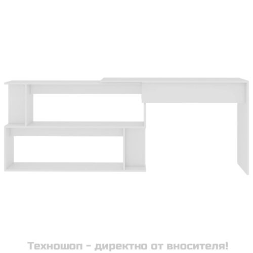 Ъглово бюро, бяло, 200x50x76 см, инженерно дърво