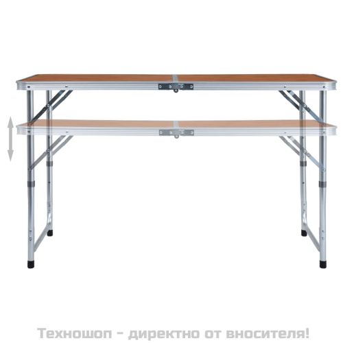 Сгъваема къмпинг маса, алуминий, 120x60 см