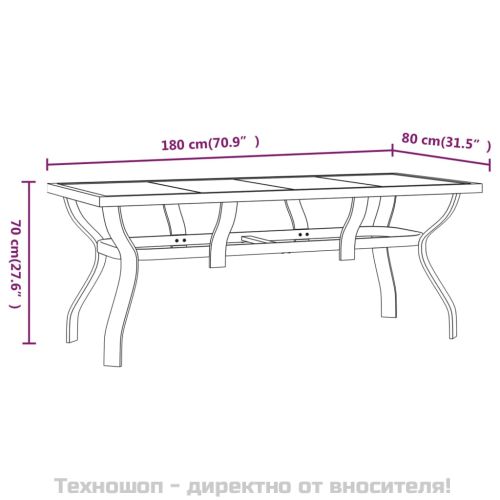 Градински трапезен комплект, 5 части, сиво и черно