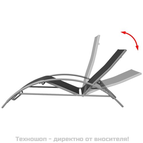 Шезлонг, алуминий, черен