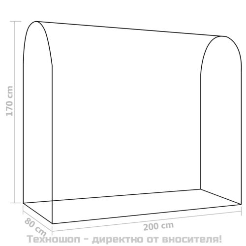 Оранжерия с врата с цип, 200x80x170 см