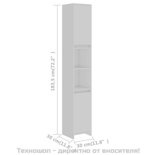 Шкаф за баня, бял, 30x30x183,5 см, ПДЧ