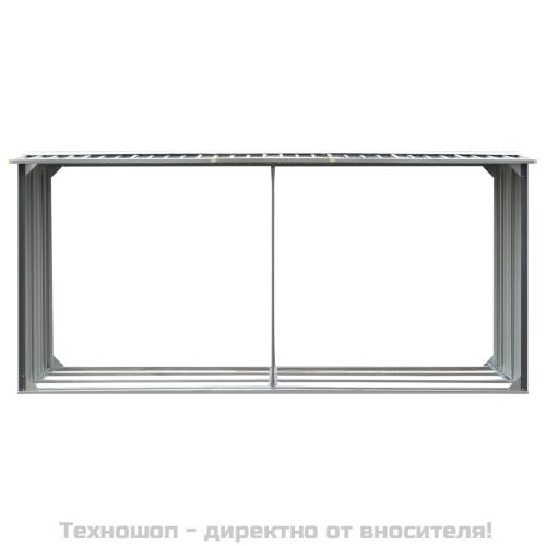 Навес за дърва, поцинкована стомана, 330x92x153 см, сив