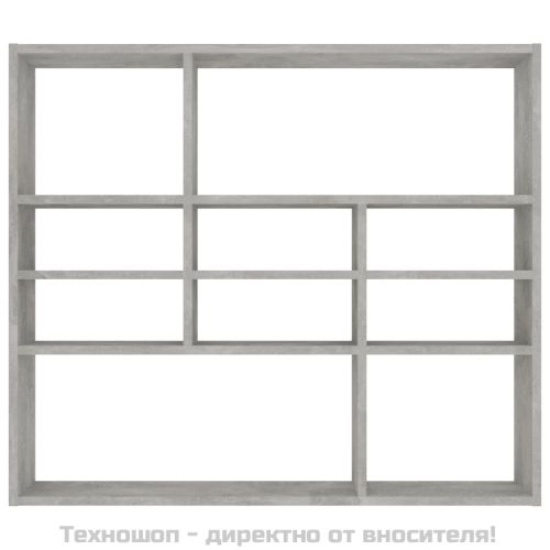 Стенен рафт, бетонно сив, 90x16x78 см, инженерно дърво