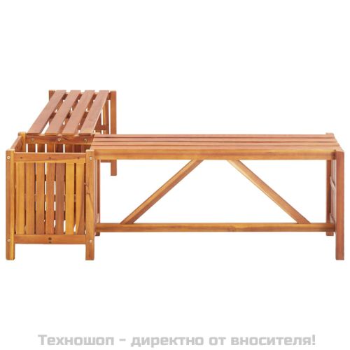 Градинска ъглова пейка с плантер, 117x117x40 cм, акация масив