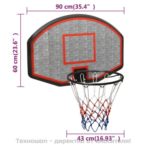 Баскетболно табло черно 90x60x2 см полиетилен