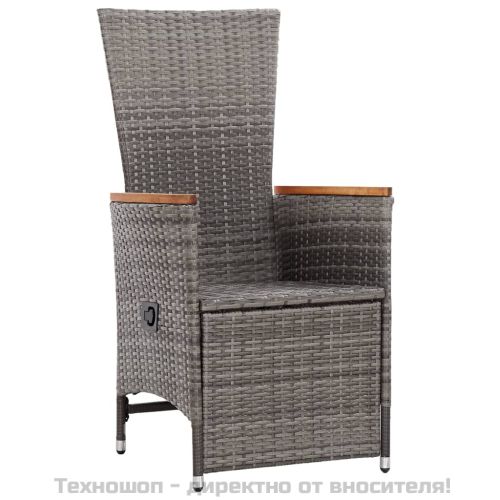 Накланящи градински столове с възглавници 2 бр полиратан сиви