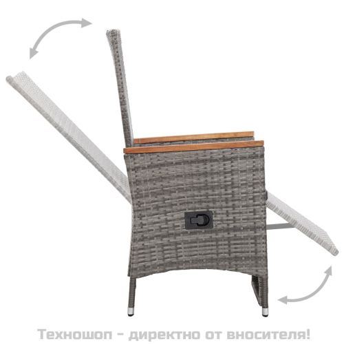 Накланящи градински столове с възглавници 2 бр полиратан сиви